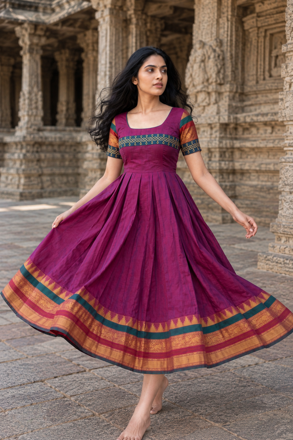 Charvi Magenta Narayanpet Dress