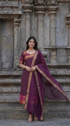Aadhira Wine Chettinad Cotton Kurti Set ( Set of 2 )