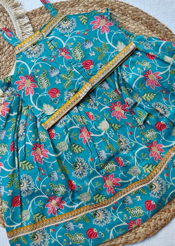 Vidhya Teal Blue Floral Co-ord Mini