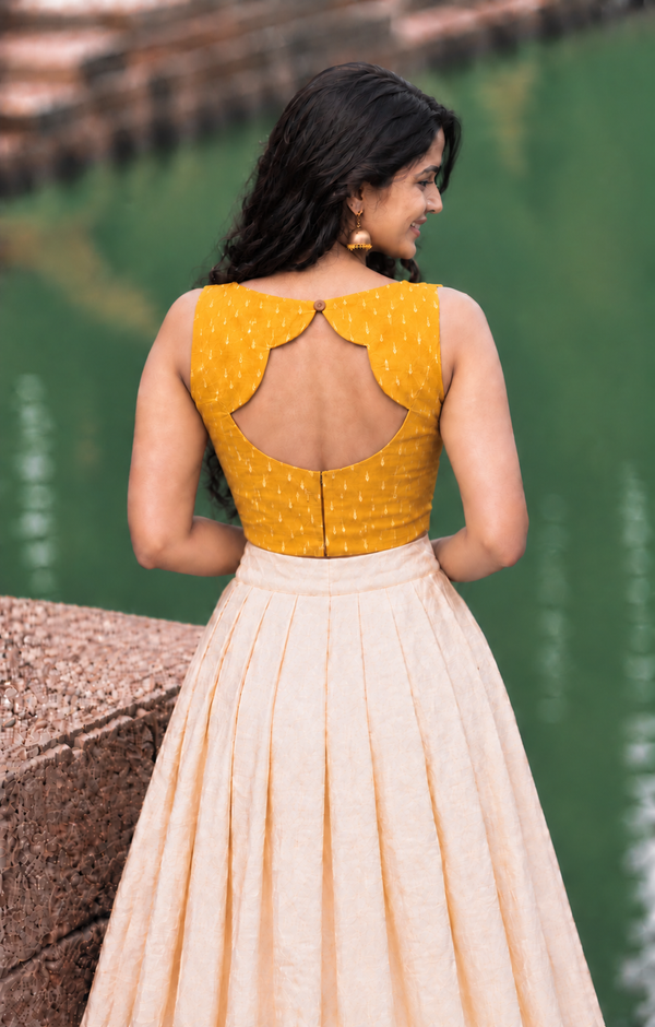 Mantra Yellow Crop Top & Skirt Set (Set of 2)