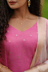 Malini Pink with White Organza Dupatta