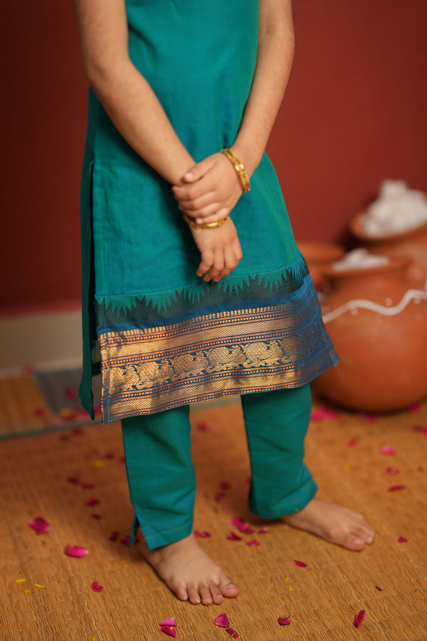 Madhuri Blue Kurti set Mini (Set of 2)