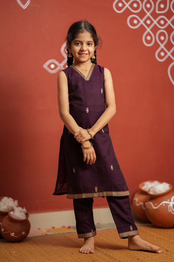 Uthra Wine Kurti set Mini (Set of 2)