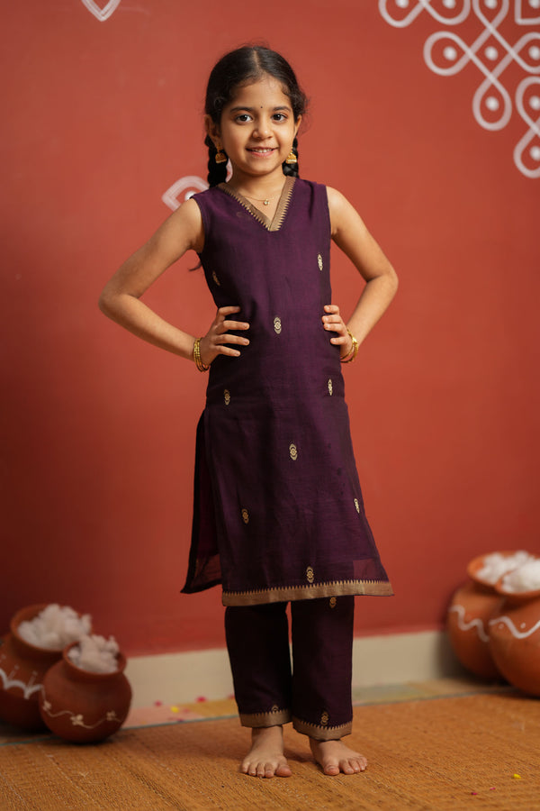 Uthra Wine Kurti set Mini (Set of 2)