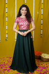 Tashi Green Croptop Skirt set (Set of 2)