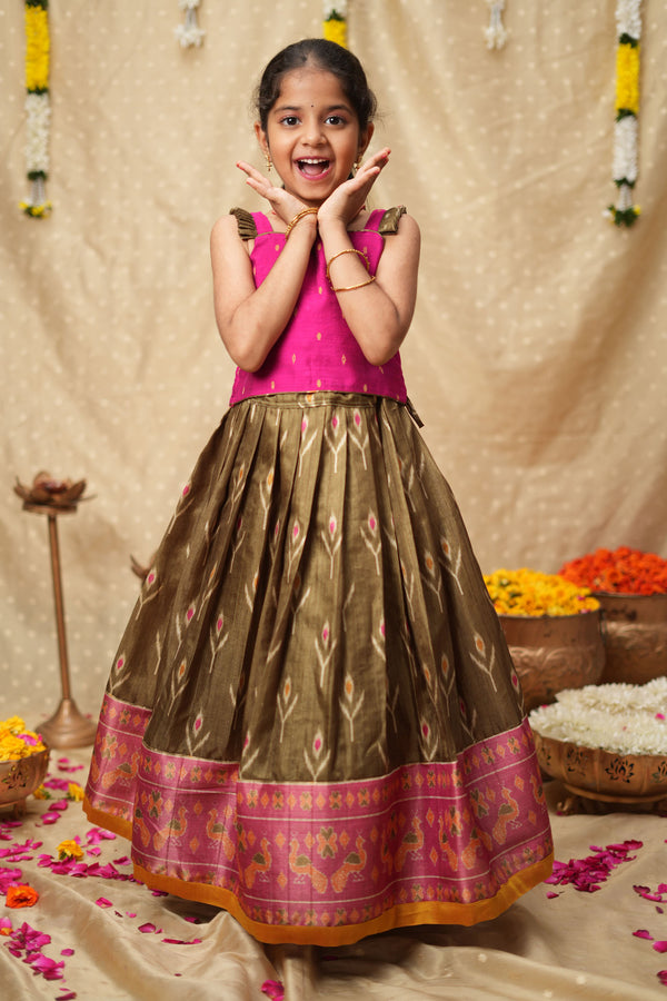 Saara Green wih Pink Lehenga Mini (Set of 2)