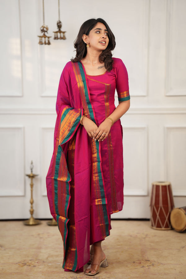 Jayanti Pink Kurti Set (Set of 3)