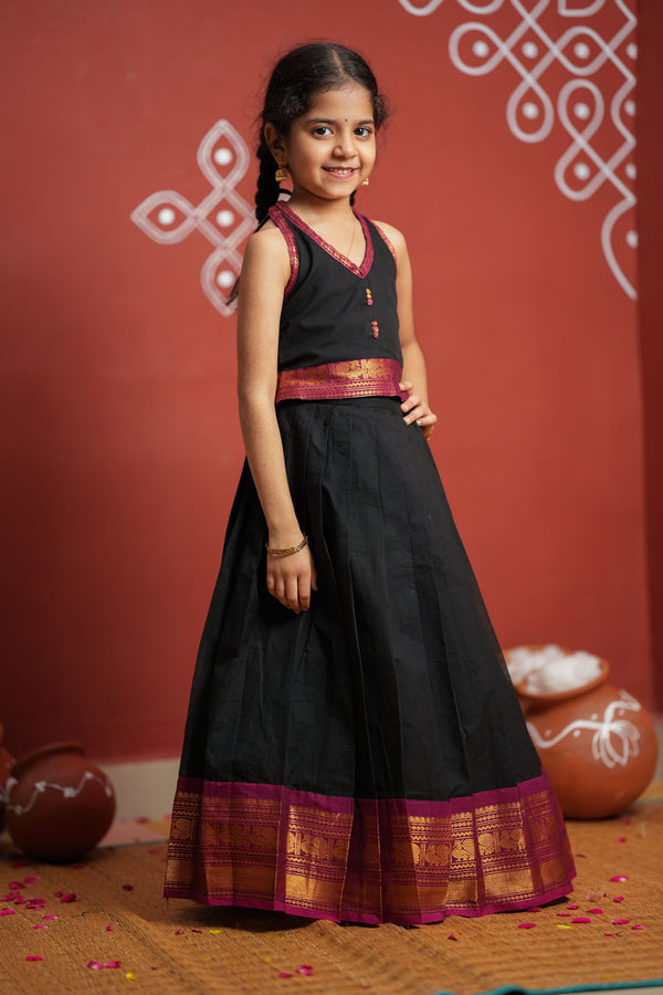 Tamizh Black Halfsaree with Lehenga Mom & Me