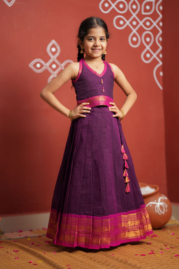 Tamizh Violet Kurti with Lehenga Mom & Me