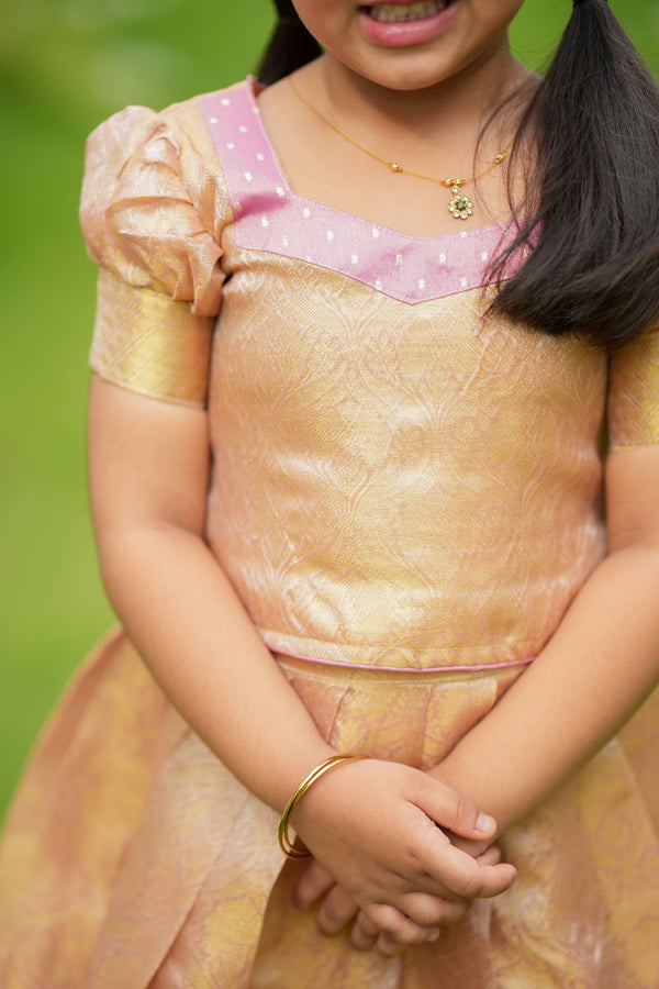 Tanisha Peach with Gold Lehenga Mini (Set of 2)