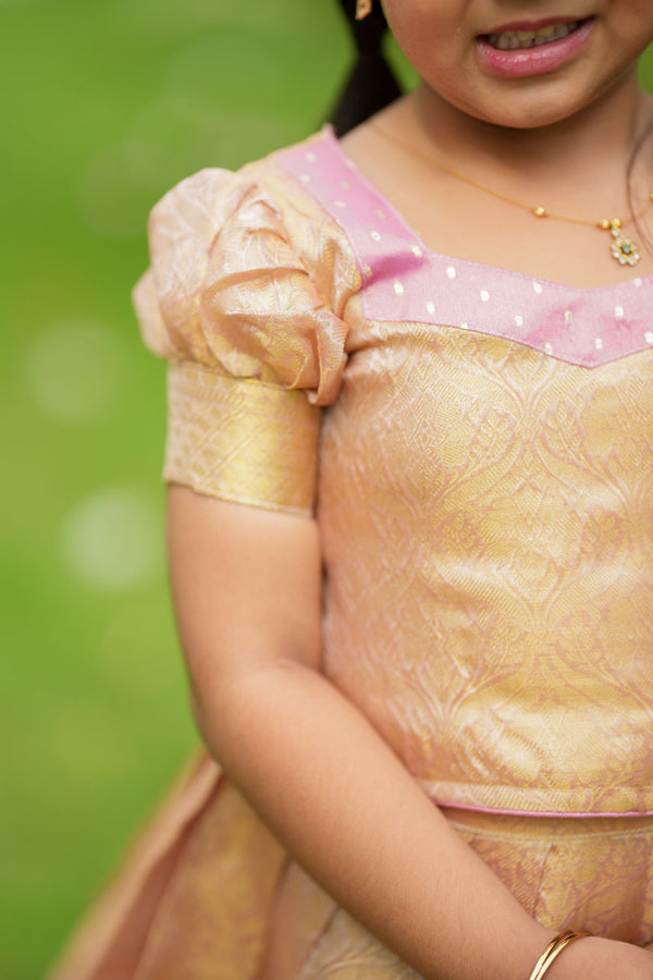 Tanisha Peach with Gold Lehenga Mini (Set of 2)