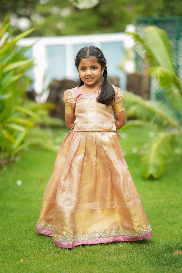 Tanisha Peach with Gold Lehenga Mini (Set of 2)