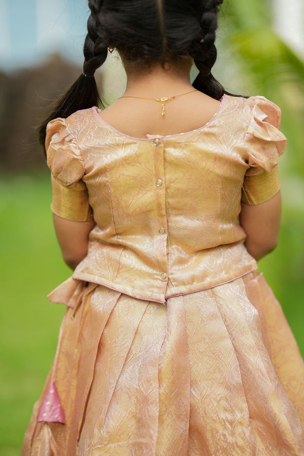 Tanisha Peach with Gold Lehenga Mini (Set of 2)
