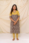 GRG - Yazhini Grey and Mustard - Kurti only - S only