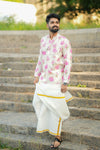 Arsh - Off white Pink Floral Kurta
