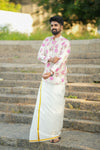 Arsh - Off white Pink Floral Kurta