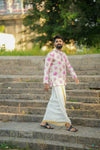 Arsh - Off white Pink Floral Kurta