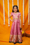 Maithiri Pink Silk Kids Lehenga Set mini