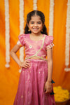 Maithiri Pink Silk Kids Lehenga Set mini