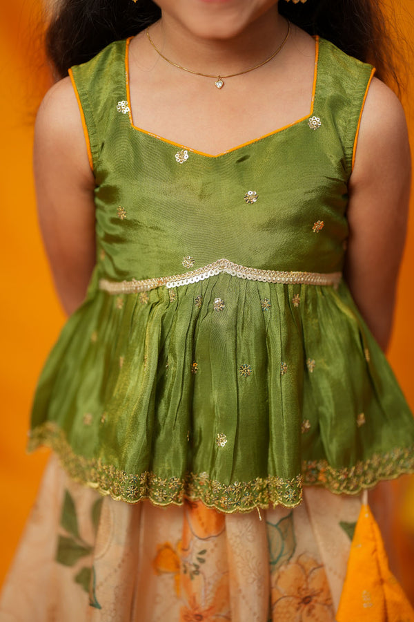 Harita Floral Ivory Mini Lehenga Set