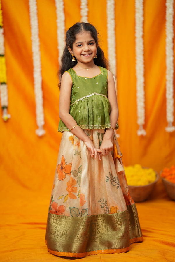 Harita Floral Ivory Mini Lehenga Set