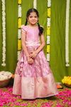 Aalaya Pink Banarasi Organza Lehenga Mini (Set of 2)