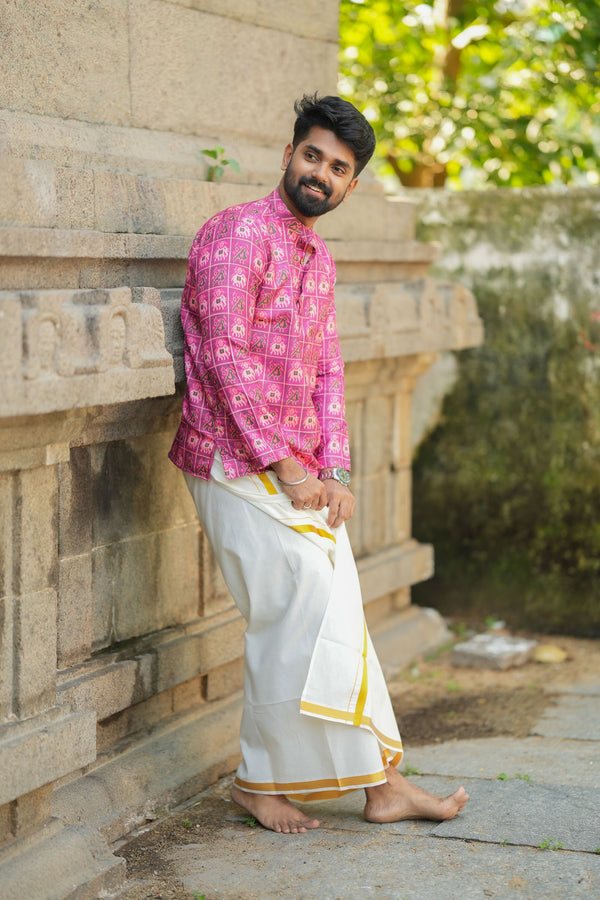 Arsh - Pink Ikat Motifs Kurta