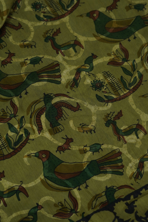 Moss Green Chettinad Cotton Saree