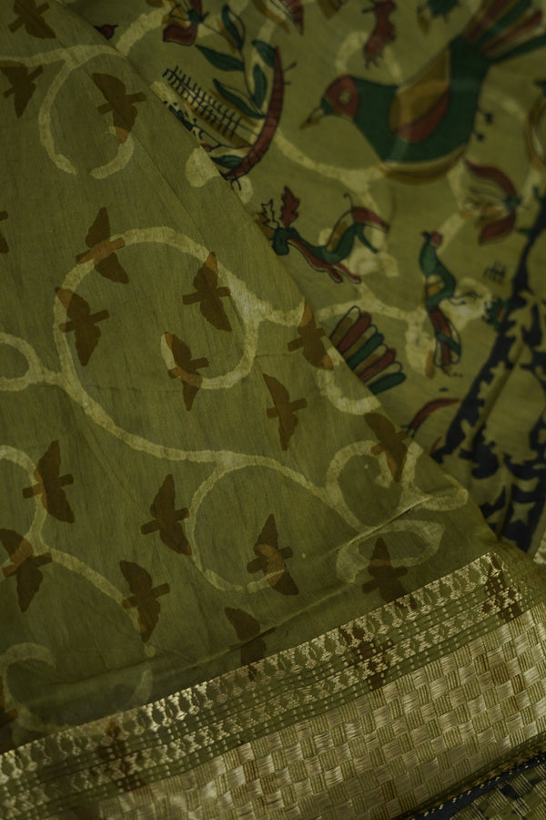 Moss Green Chettinad Cotton Saree