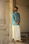 Arsh - Blue Brush Painted print Kurta