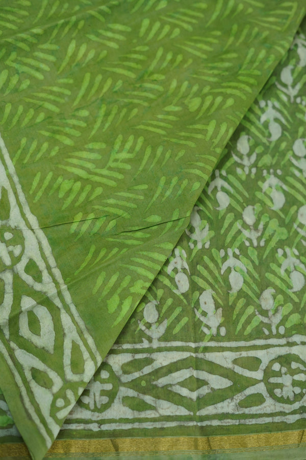Green Printed Chettinad Cotton Saree