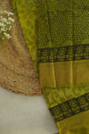 Olive Green Floral Print Chettinad Cotton Saree