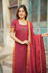 Riddhi Maroon Kurti Set (Set of 2 )