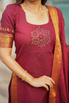 Riddhi Maroon Kurti Set (Set of 2 )