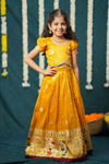 Maithiri yellow Silk Kids Lehenga Set mini