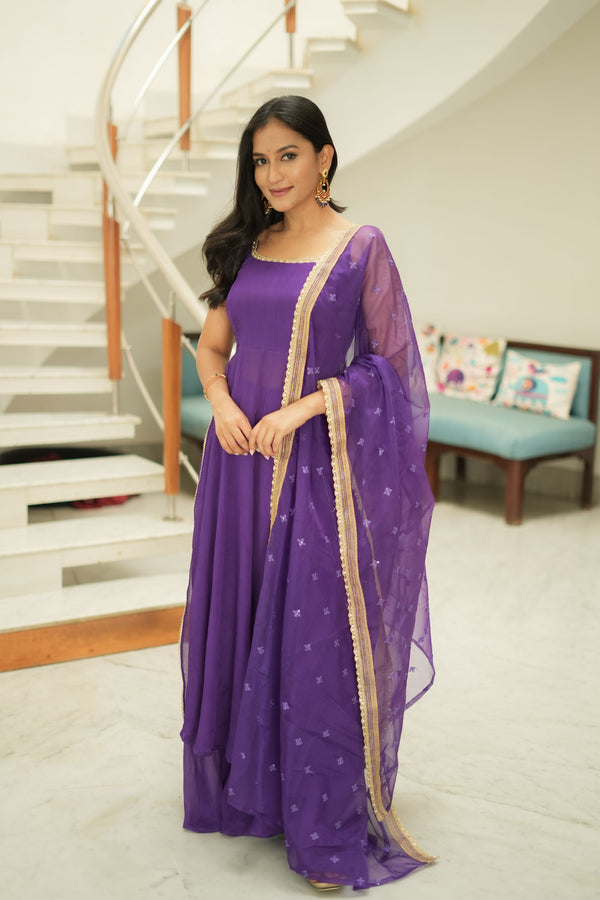 Vihana Purple Flared Kurta Set