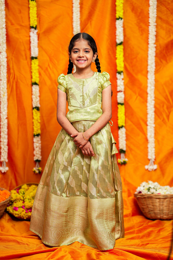 Aalaya Green organza lehenga mini