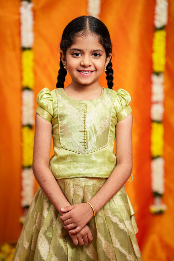 Aalaya Green organza lehenga mini
