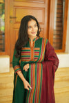 Vanika Green with Maroon Handloom Kurta Set
