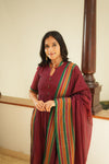 Yashika Maroon Handloom Cotton Kurta Set