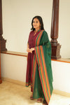 Yashika Maroon with Green Handloom Cotton Kurta Set