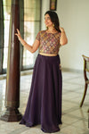Tashi Purple Croptop Skirt Set