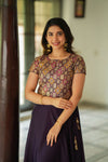 Tashi Purple Croptop Skirt Set