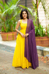 Pavni Yellow With Violet Anarkali Set (Set of 2)