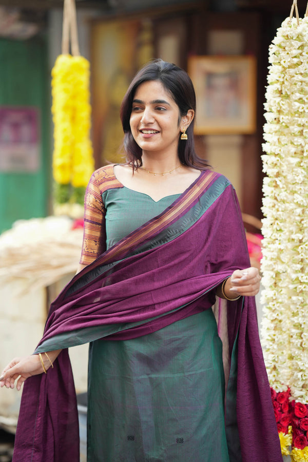 Madhuri Peacock Green Kurti with Frock Mom & Me