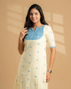 Creamy Blue Handloom A-Line Kurta (PR)