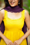 Pavni Yellow With Violet Anarkali Set (Set of 2)