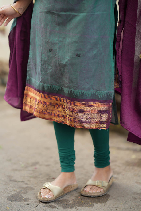 Madhuri Peacock Green Kurti Set (Set of 2)