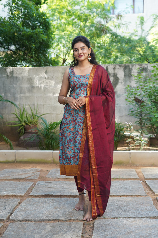 Prathana Teal & Maroon Mom & Me