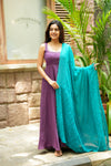 Pavni Violet With Teal Anarkali Set ( Set of 2 )